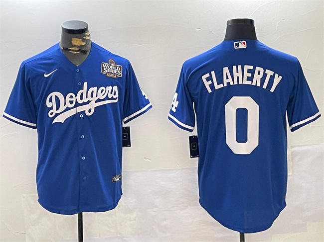 Men's Los Angeles Dodgers #0 Jack Flaherty Royal 2024 World Series Cool Base Stitched Baseball Jersey Men's Los Angeles Dodgers #0 Jack Flaherty Royal 2024 World Series Cool Base Stitched Baseball Jersey